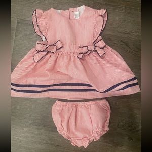 Seersucker bow dress set